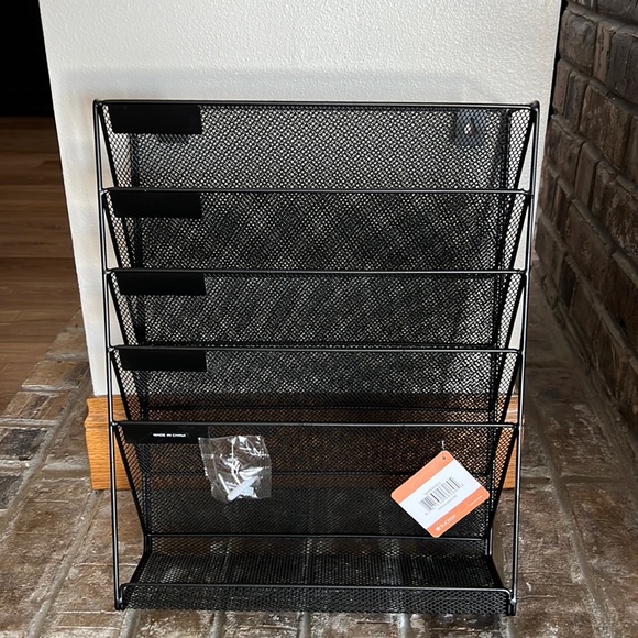 Storage & Organization Nwt 6 Slotted Black Wire Mesh Hanging Organizer For School Home Or Work